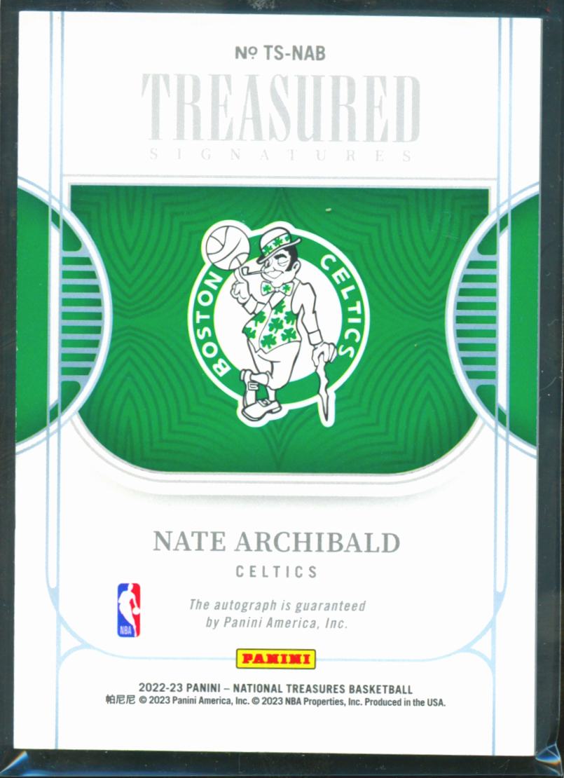 Nate Archibald 2022-23 National Treasures Auto Autograph 17/99 Boston Celtics