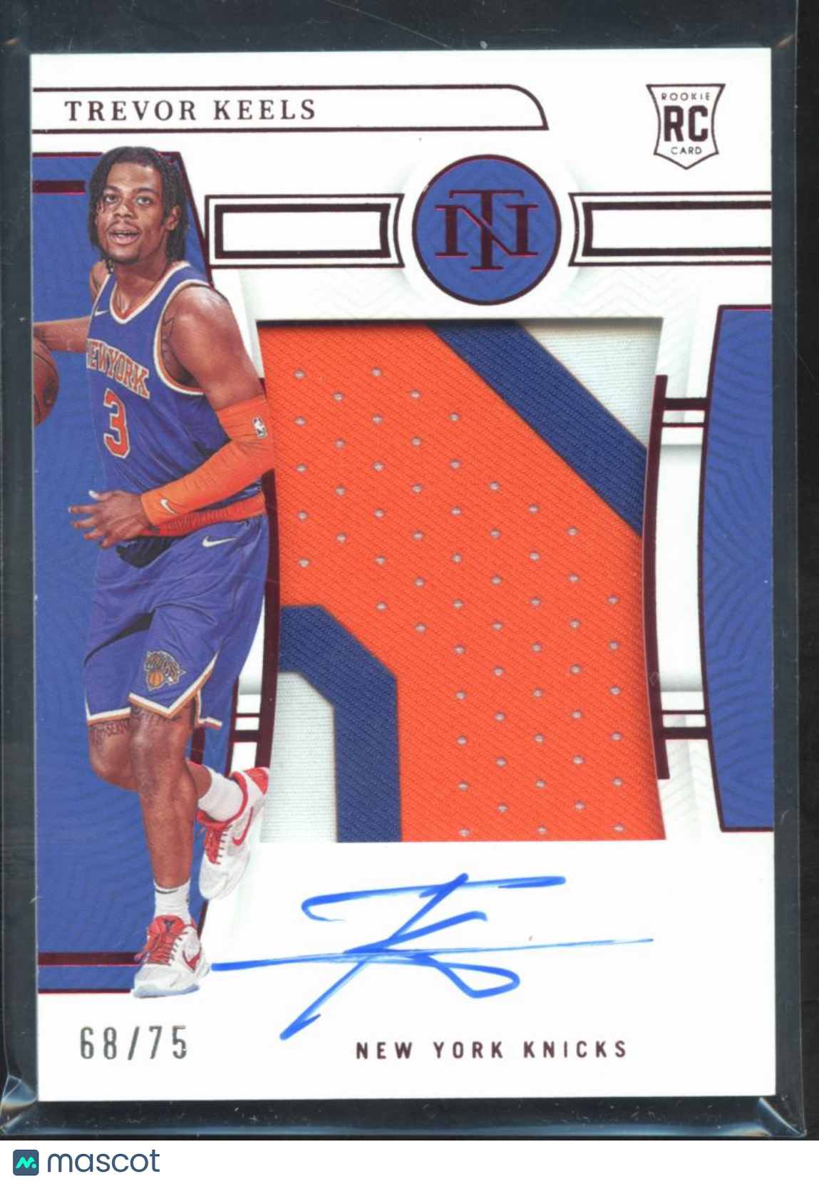Trevor Keels 2022-23 National Treasures Auto Autograph Patch RC 68/75 Knicks