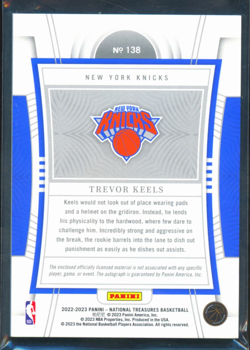 Trevor Keels 2022-23 National Treasures Auto Autograph Patch RC 68/75 Knicks