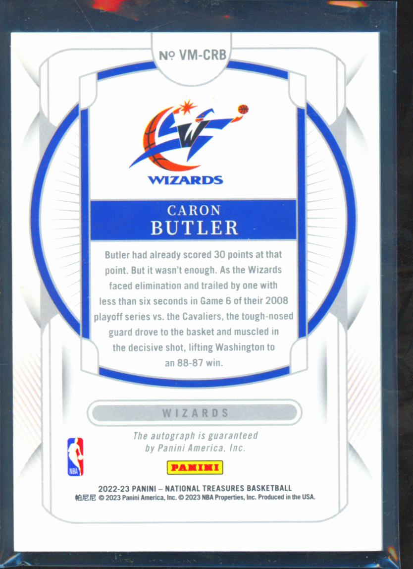 Caron Butler 2022-23 National Treasures Auto Autograph 4/25 Washington Wizards