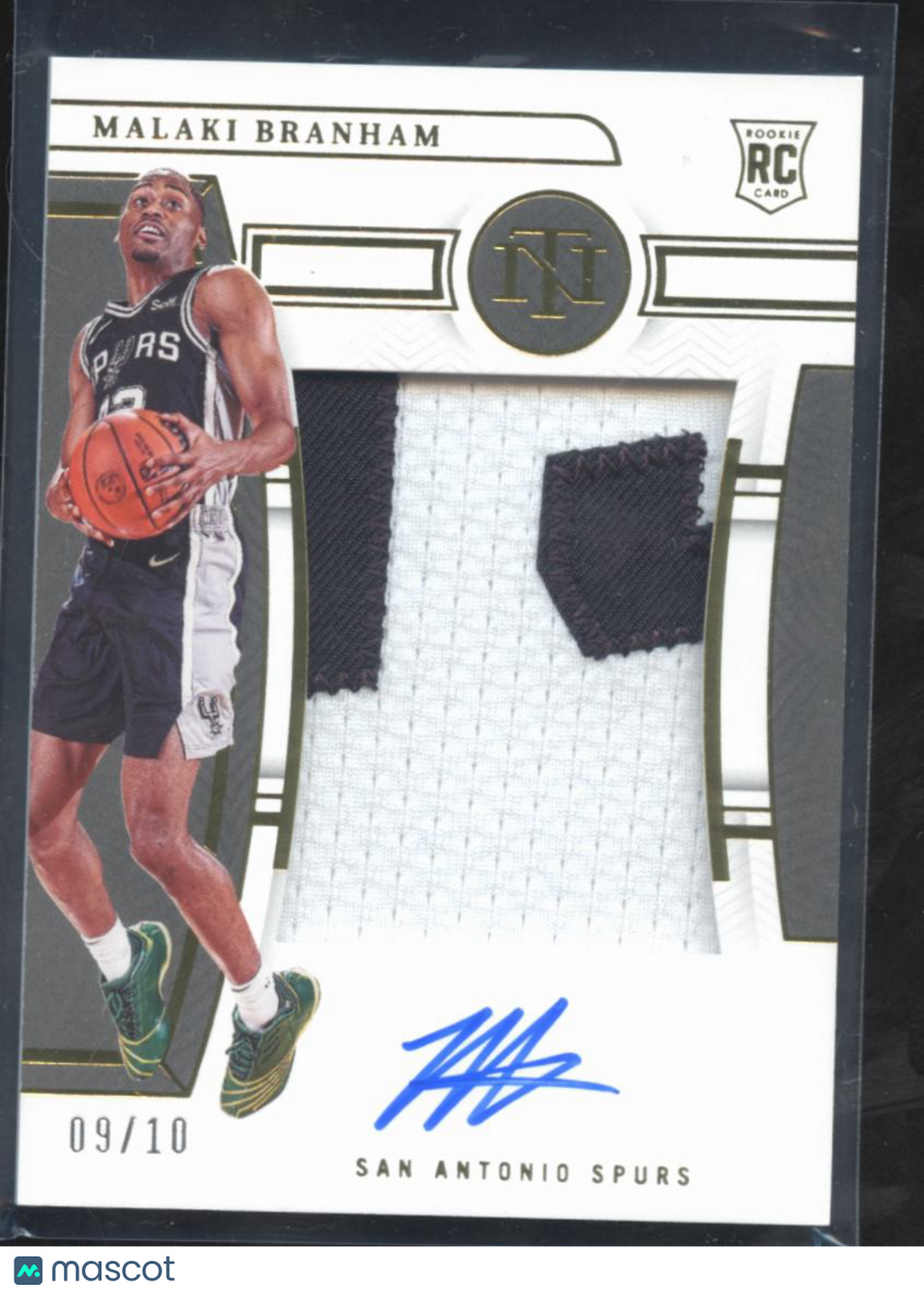 Malaki Branham 2022-23 National Treasures Auto Autograph Patch 9/10 Spurs