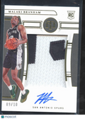 Malaki Branham 2022-23 National Treasures Auto Autograph Patch 9/10 Spurs