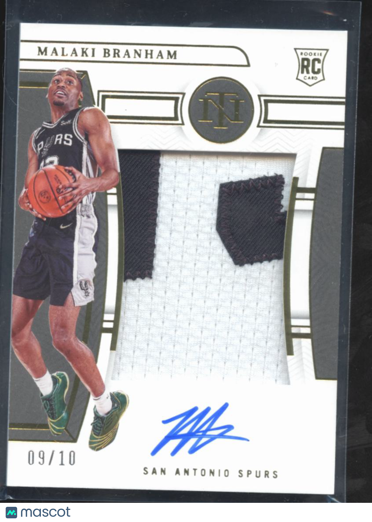 Malaki Branham 2022-23 National Treasures Auto Autograph Patch 9/10 Spurs