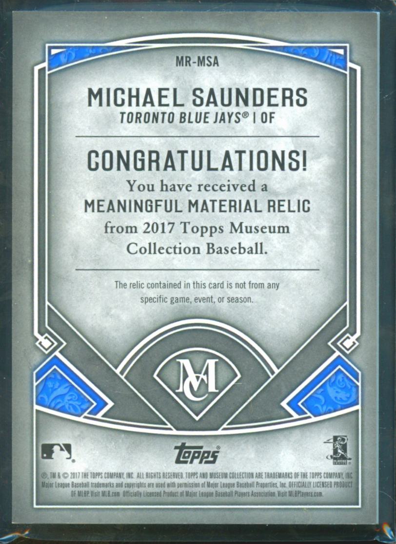 Michael Saunders 2017 Museum Collection Patch Game Worn Patch 1/1 Blue Jays