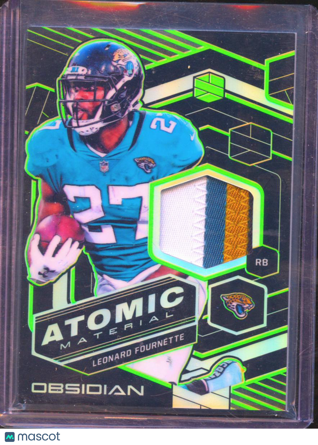 Leonard Fournette 2018 Obsidian Electric Etch Green Patch 18/25 Jaguars