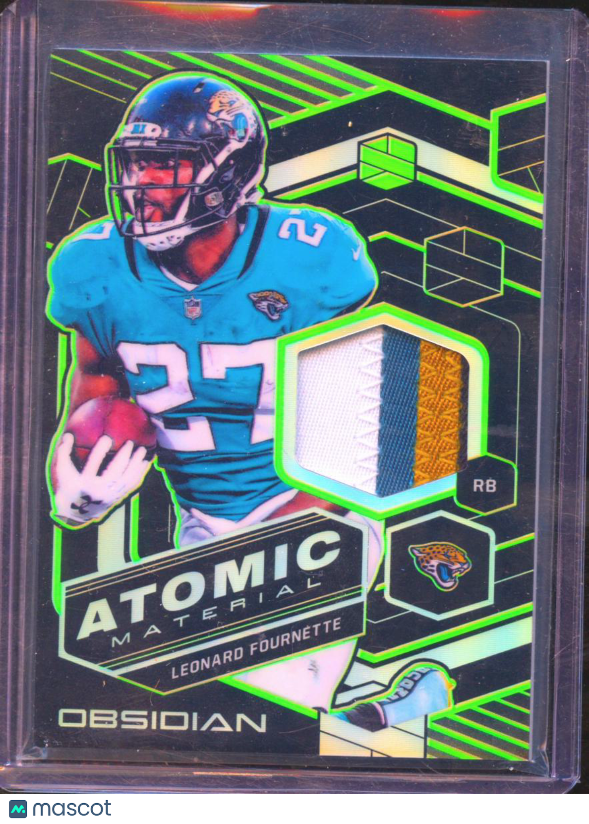 Leonard Fournette 2018 Obsidian Electric Etch Green Patch 18/25 Jaguars