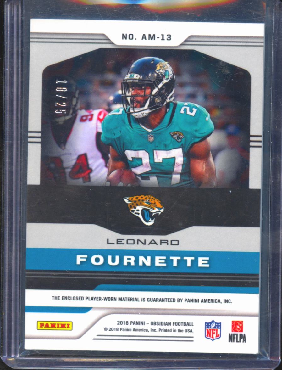 Leonard Fournette 2018 Obsidian Electric Etch Green Patch 18/25 Jaguars