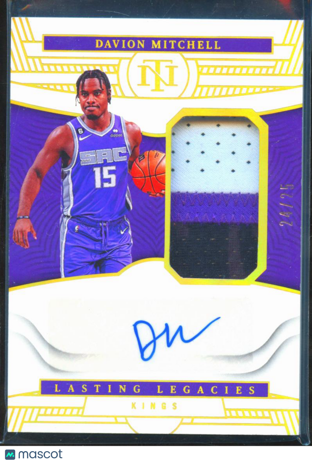 Davion Mitchell 2022-23 National Treasures Auto Autograph Patch 24/25 Kings