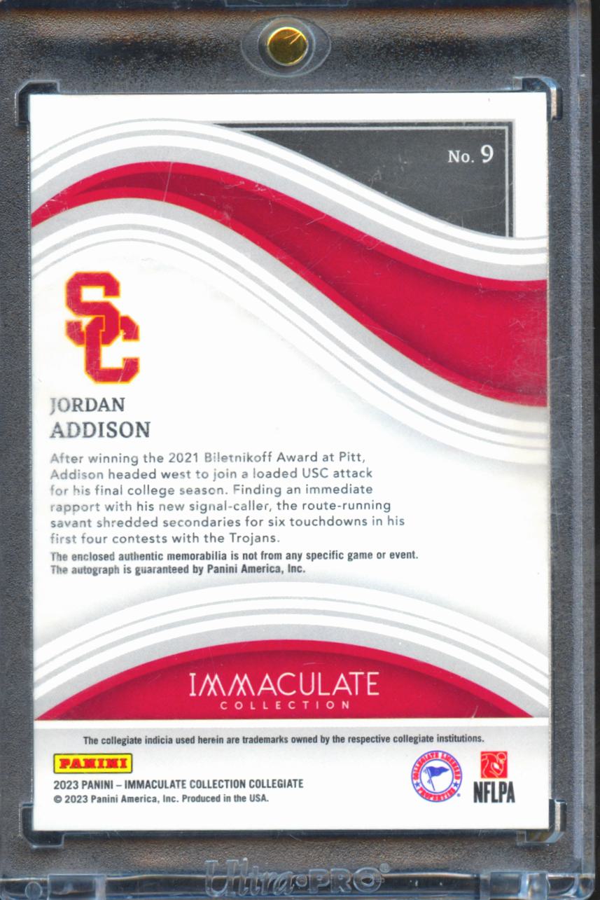 Jordan Addison 2023 Immaculate Auto Autograph Patch RC 98/99 USC Trojans