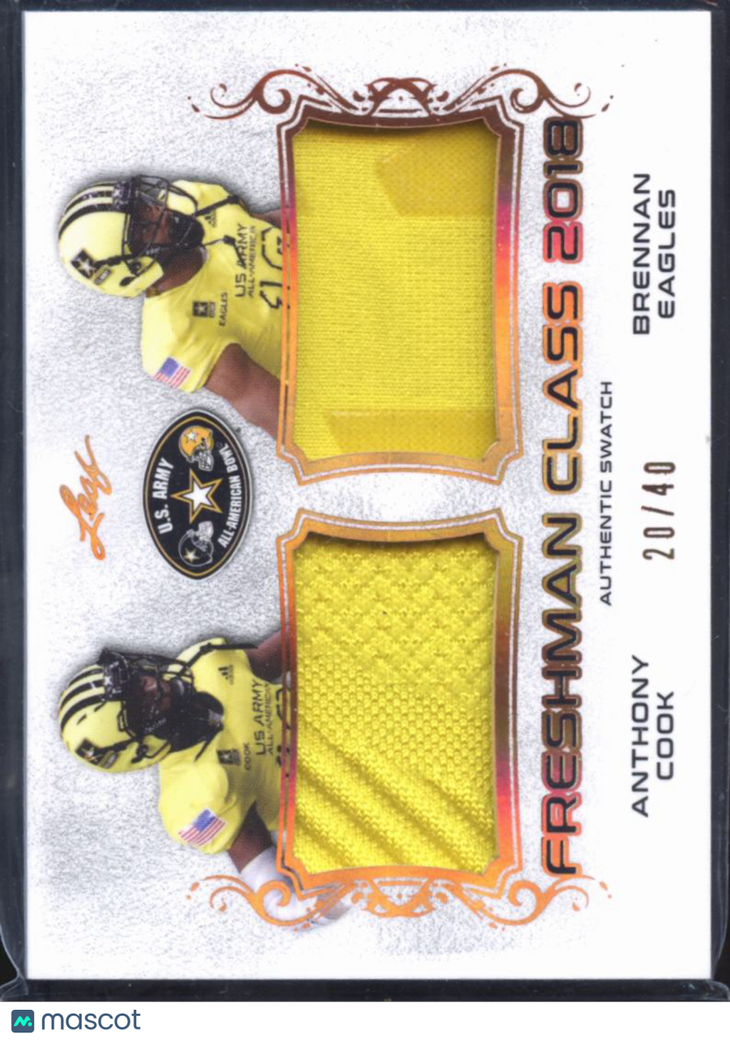 Anthony Cook Brennan Eagles 2018 Leaf US Army Game Worn Patch Longhorns /40