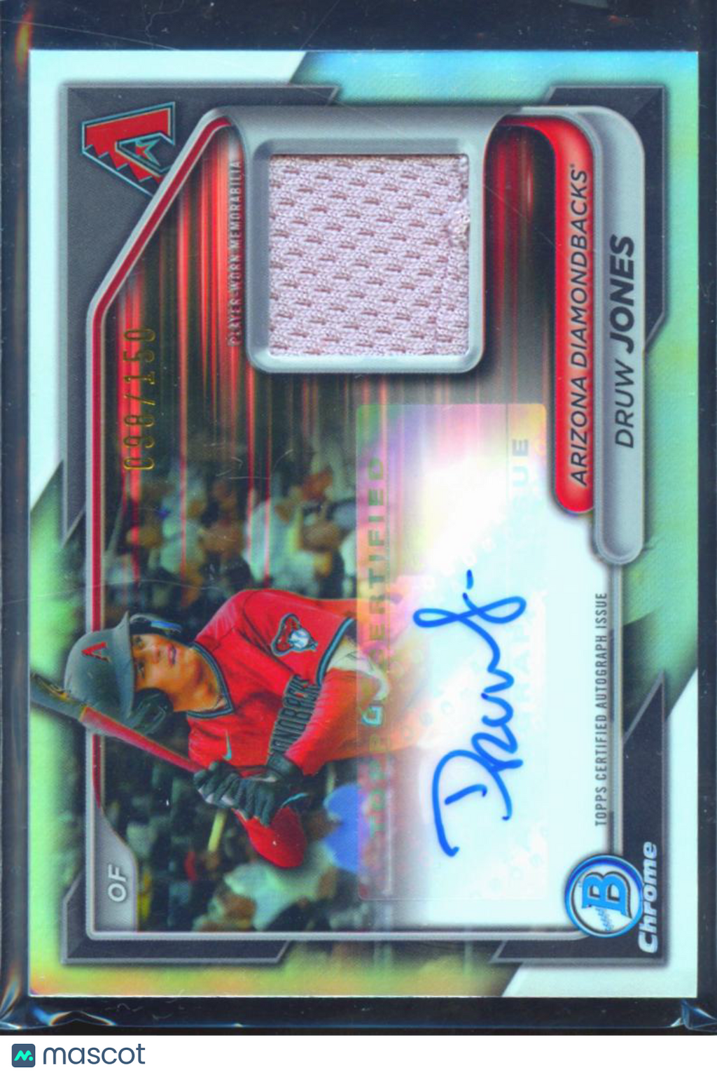 Druw Jones 2024 Bowman Chrome Auto Autograph Patch 98/150 Diamondbacks