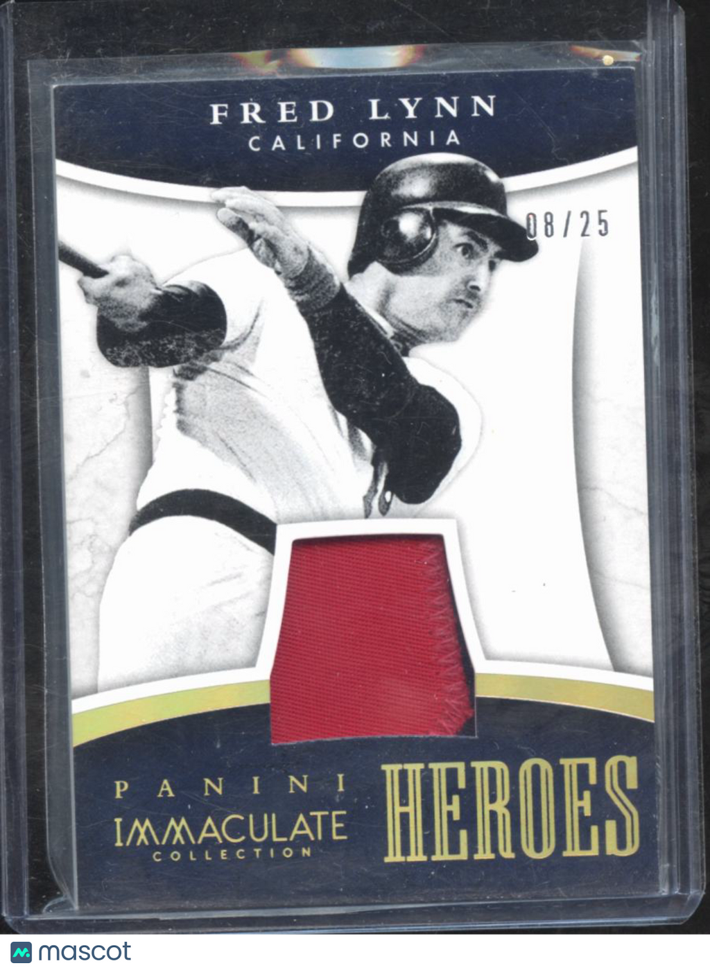 Fred Lynn 2015 Immaculate Game Worn Jersey Patch 8/25 California Angels