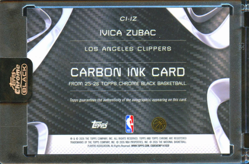 Ivica Zubac 2026 Topps Chrome Black Auto Autograph GOLD 45/50 LA Clippers