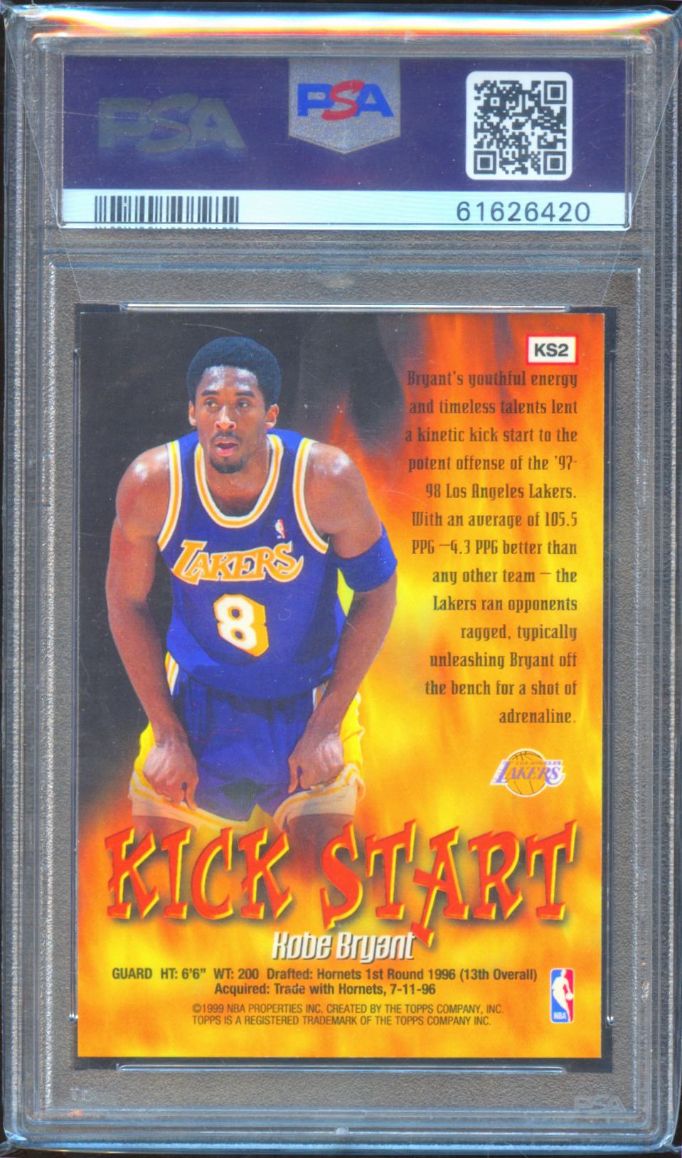 Kobe Bryant 1998 Topps Kick Start Los Angeles Lakers #KS2 PSA 8