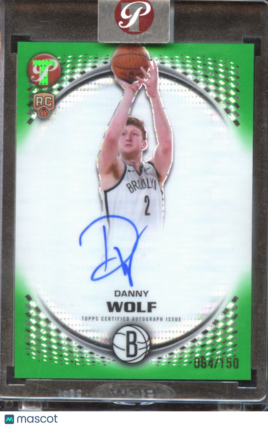 Danny Wolf 2026 Topps Pristine Auto Autograph RC Green 64/150 Brooklyn Nets