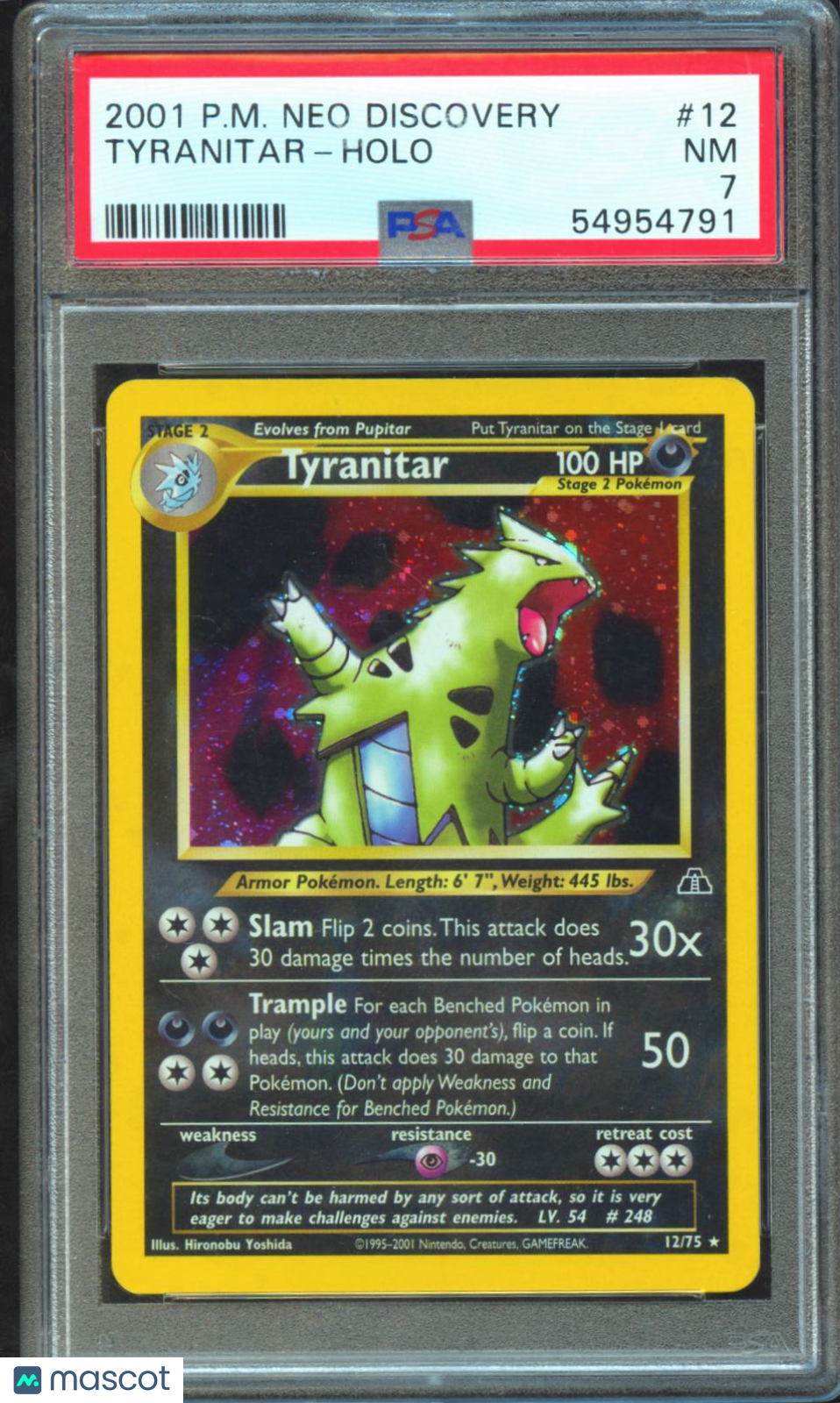 Tyranitar 2001 Pokemon Neo Discovery Holo PSA 7 #12