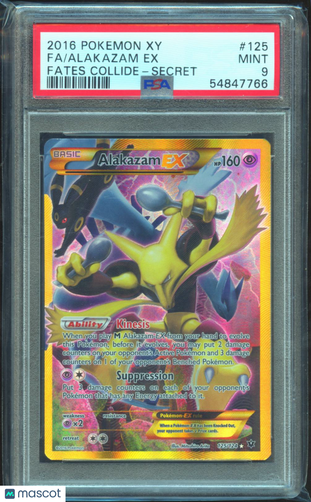 Alakazam EX 2016 Pokemon Xy Fates Collide Fates Collide-Secret Fa PSA 9 #125