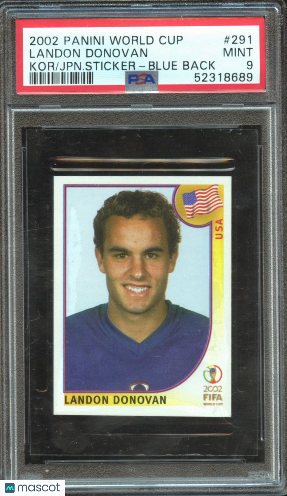 Landon Donovan 2002 Panini World Cup Sticker Blue Back Rookie RC PSA 9