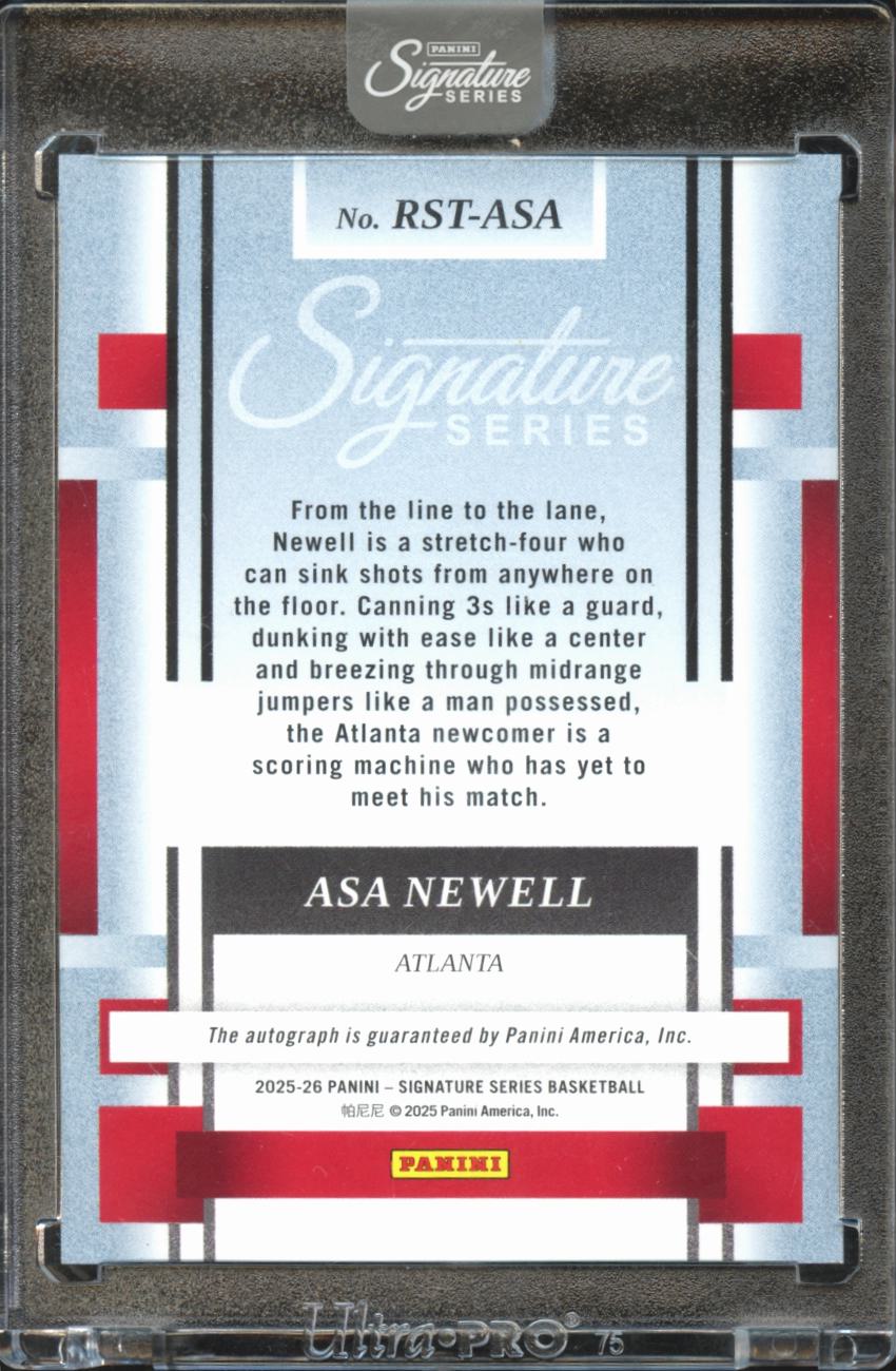 Asa Newell 2025-26 Panini Signature Series Auto Autograph RC 9/49 Hawks