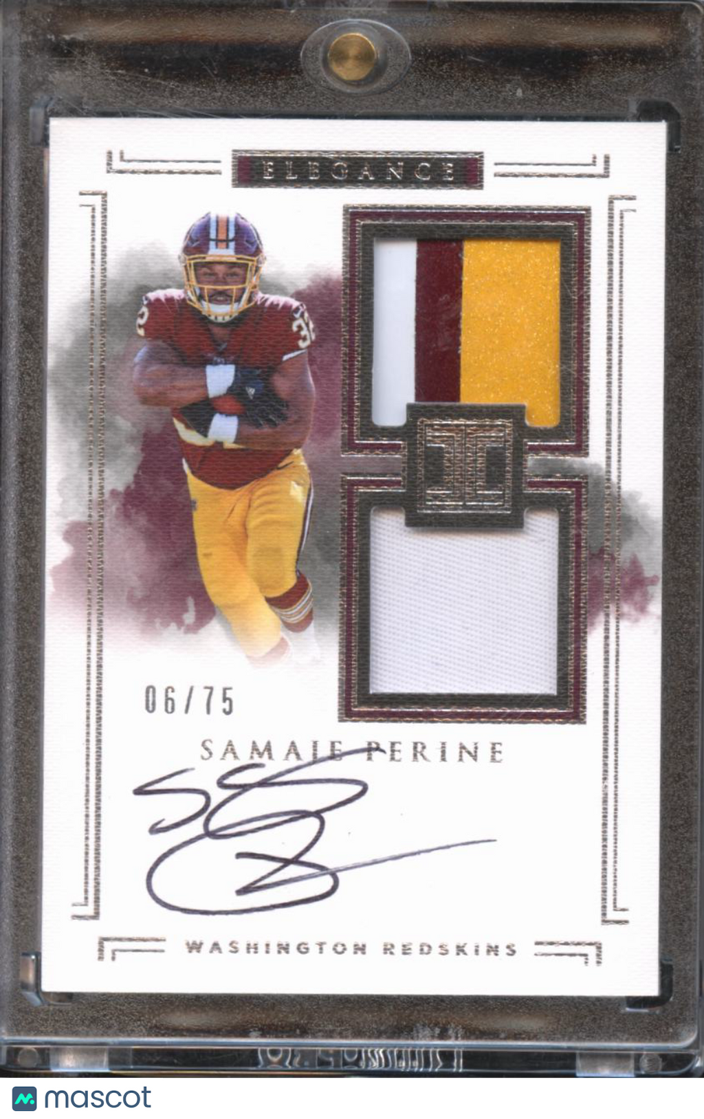 Samaje Perine 2017 Impeccable Auto Autograph Helmet Patch RC /75 Sooners