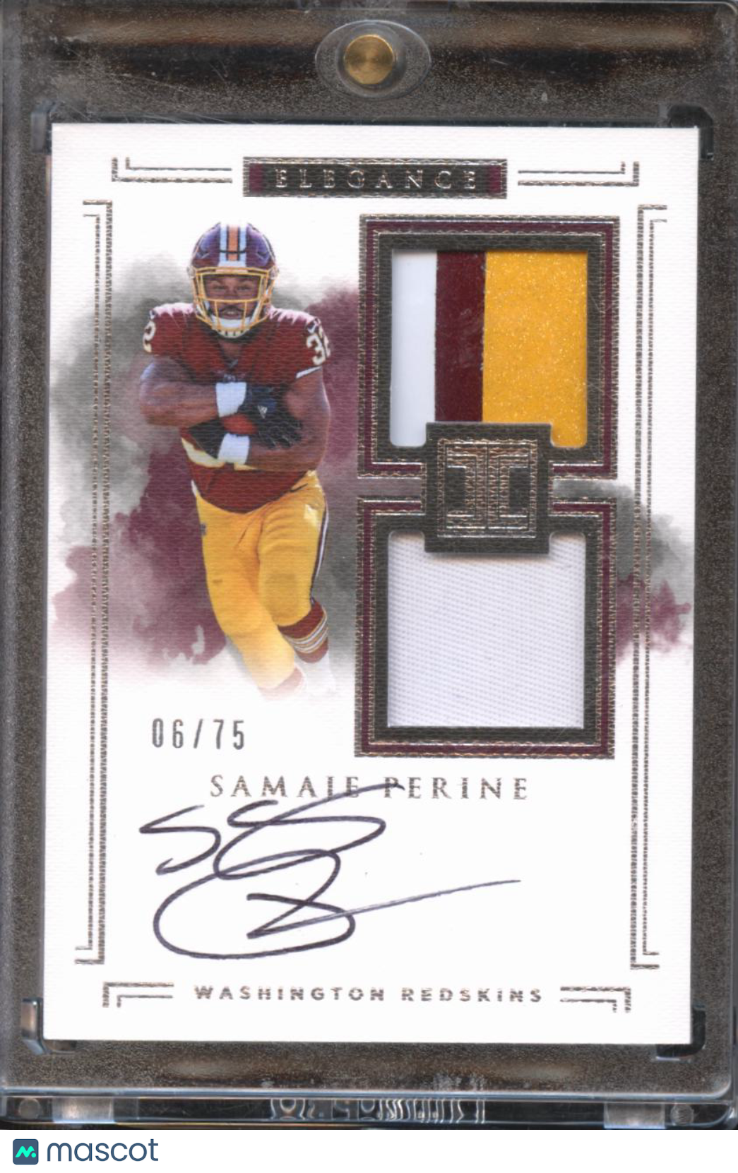 Samaje Perine 2017 Impeccable Auto Autograph Helmet Patch RC /75 Sooners