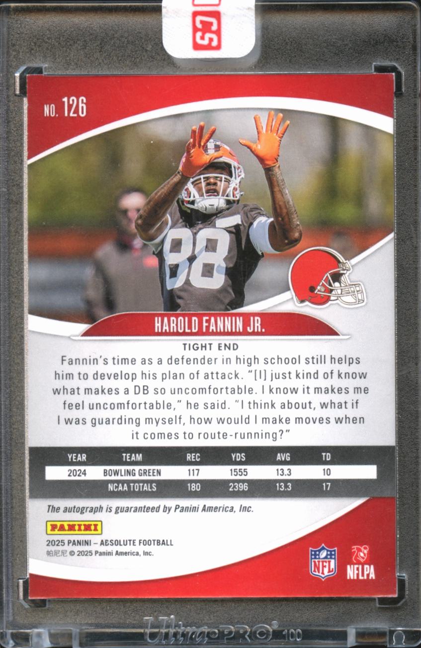 Harold Fannin Jr. 2025 Absolute Auto Autograph RC 70/299 Cleveland Browns