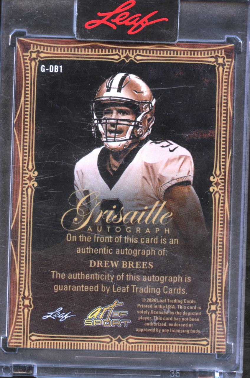 Drew Brees 2021 Leaf Art of Sport Auto Autograph 1/6 New Orleans Saints