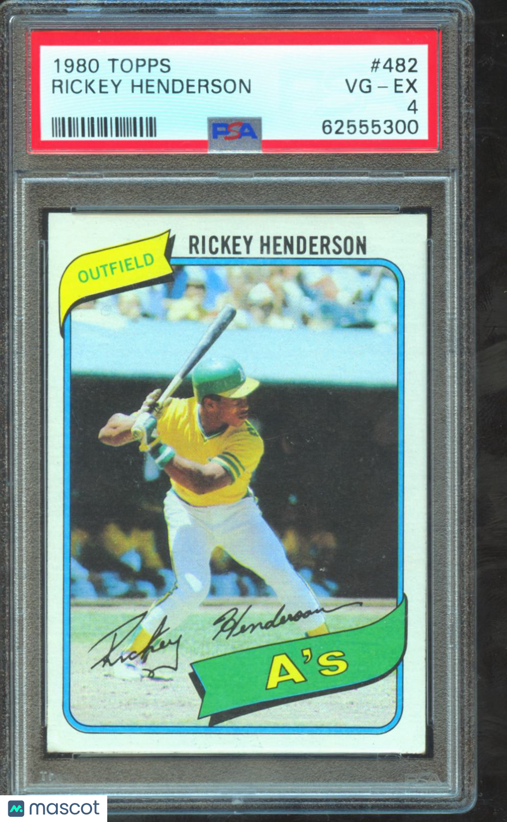 Rickey Henderson 1980 Topps Rookie RC Oakland Athletics #482 PSA 4