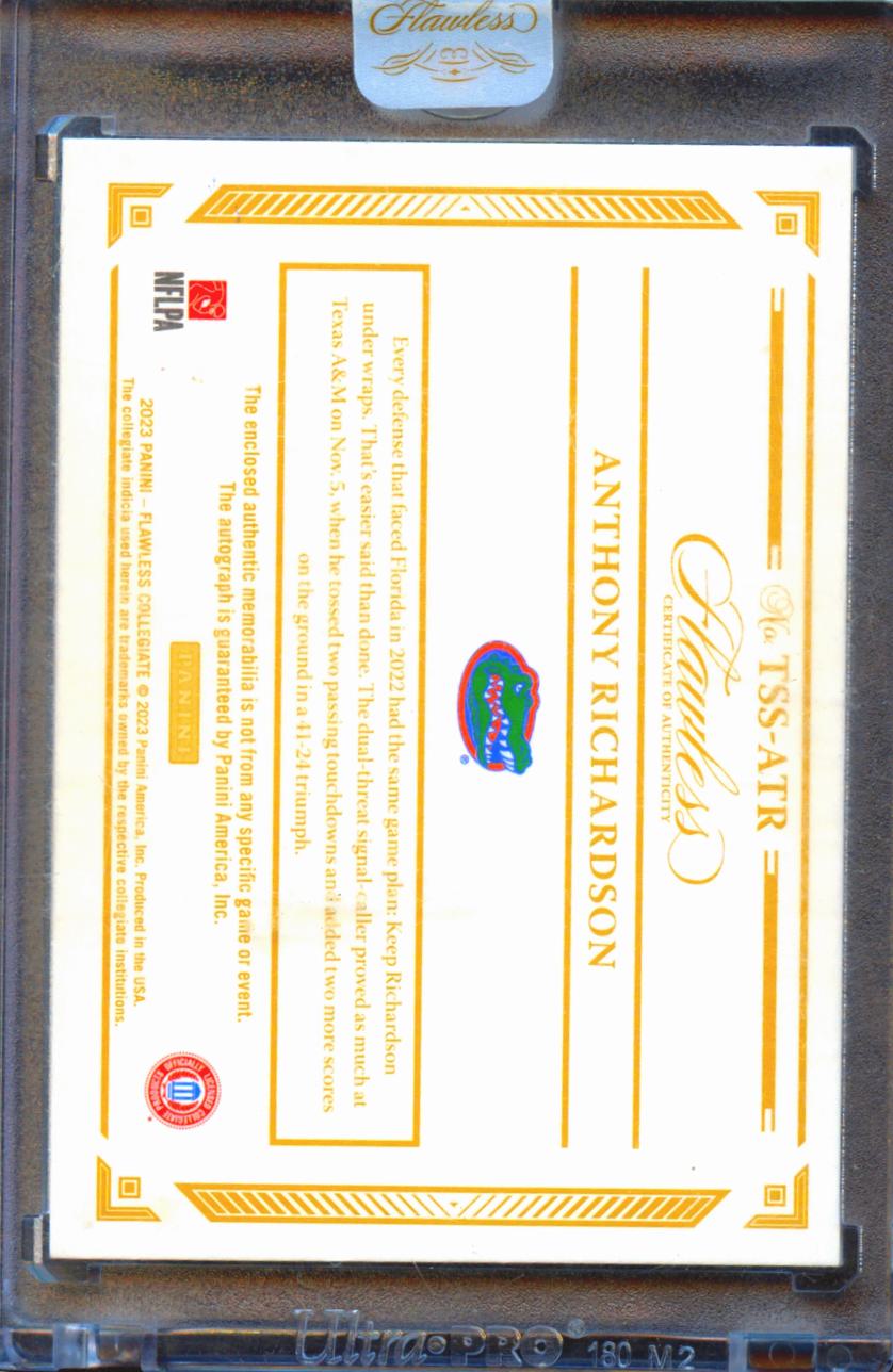 Anthony Richardson 2023 Flawless Auto Autograph Patch RC 1/10 Florida Gators
