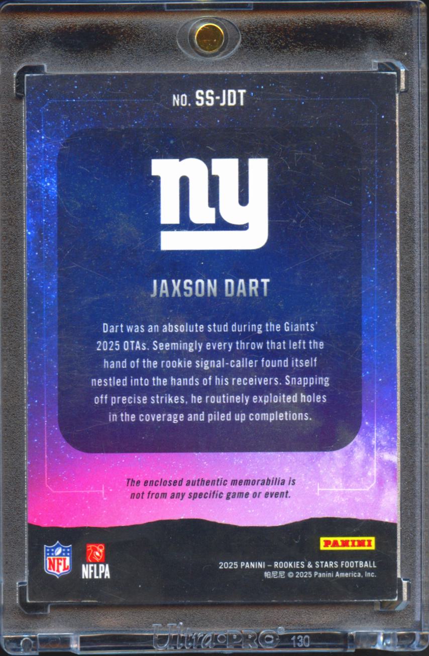 Jaxson Dart 2025 Rookies & Stars 2 Color Patch RC 13/25 New York Giants
