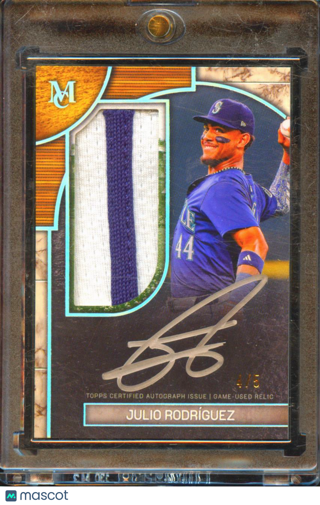 Julio Rodríguez 2025 Topps Museum Auto Autograph Patch 4/5 Seattle Mariners
