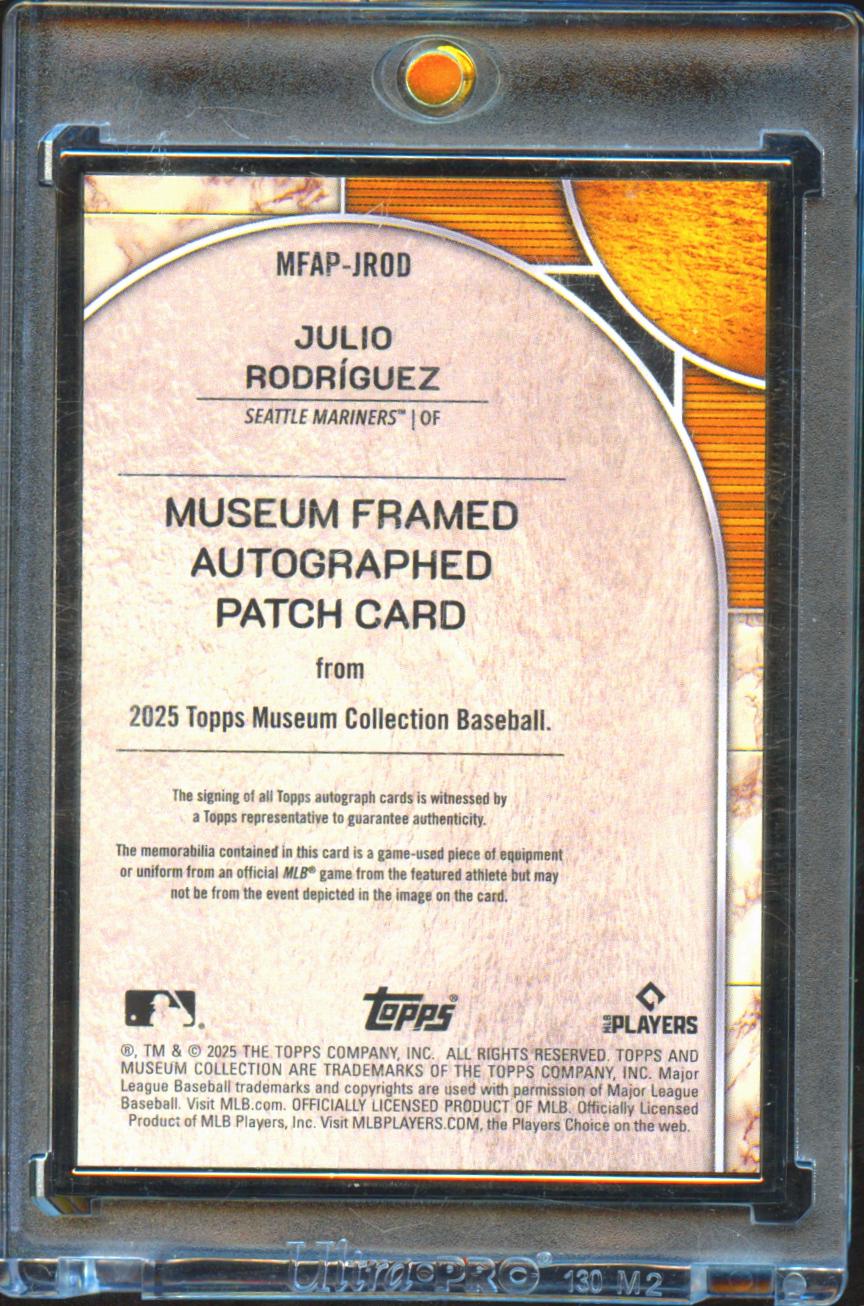 Julio Rodríguez 2025 Topps Museum Auto Autograph Patch 4/5 Seattle Mariners