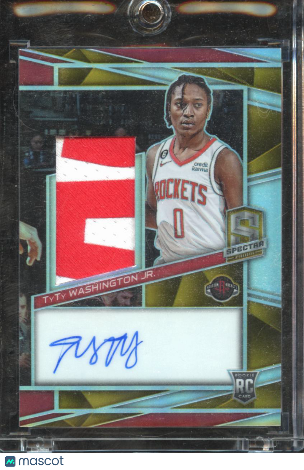 TyTy Washington Jr. 2022-23 Spectra Auto Autograph Patch GOLD RC 3/3 Rockets