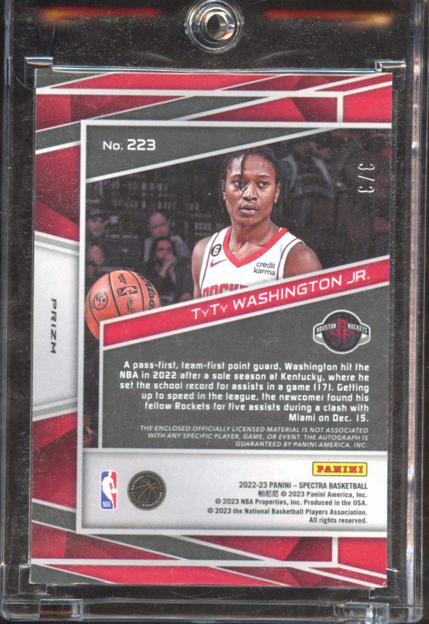 TyTy Washington Jr. 2022-23 Spectra Auto Autograph Patch GOLD RC 3/3 Rockets