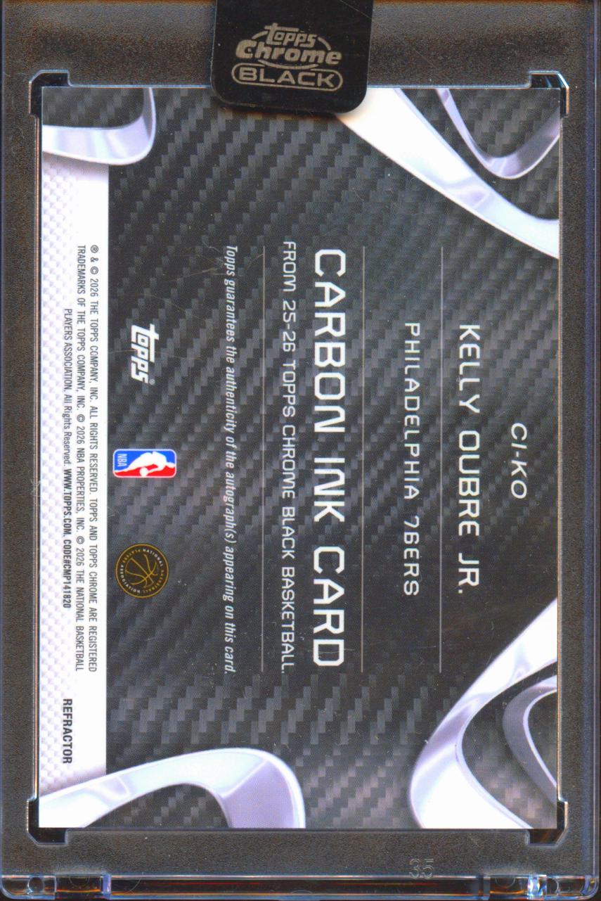 Kelly Oubre Jr. 2026 Topps Chrome Black Auto Autograph 49/299 Philadelphia 76ers