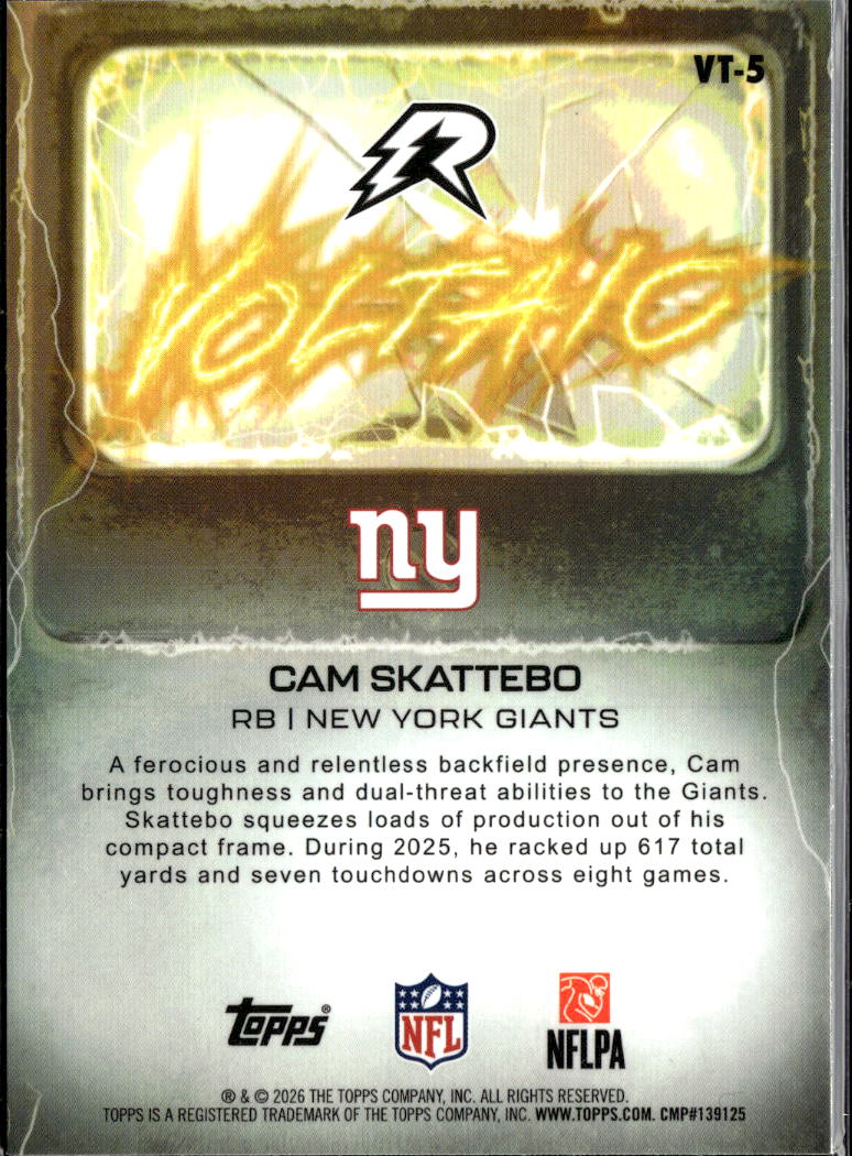 Cam Skattebo 2026 Topps Resurgence Voltaic Rookie RC New York Giants
