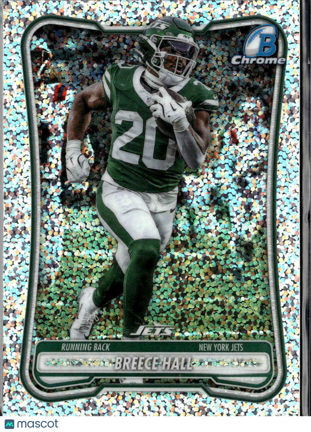 Breece Hall 2026 Bowman Chrome Speckle Refractor New York Jets