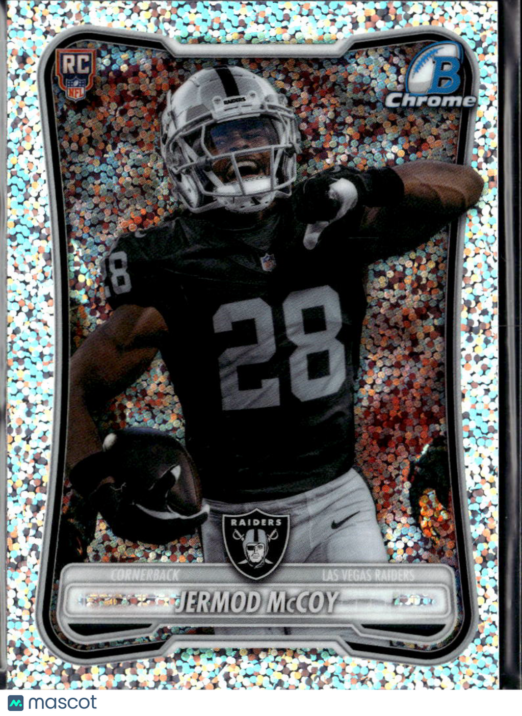 Jermod McCoy 2026 Bowman Chrome RC Speckle Refractor Las Vegas Raiders