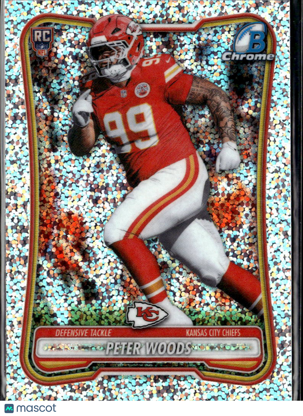 Peter Woods 2026 Bowman Chrome RC Speckle Refractor Kansas City Chiefs