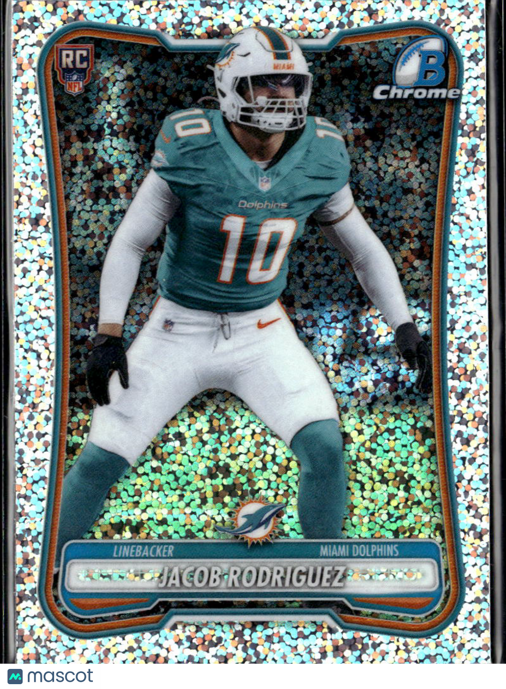 Jacob Rodriguez 2026 Bowman Chrome Speckle Refractor RC Miami Dolphins