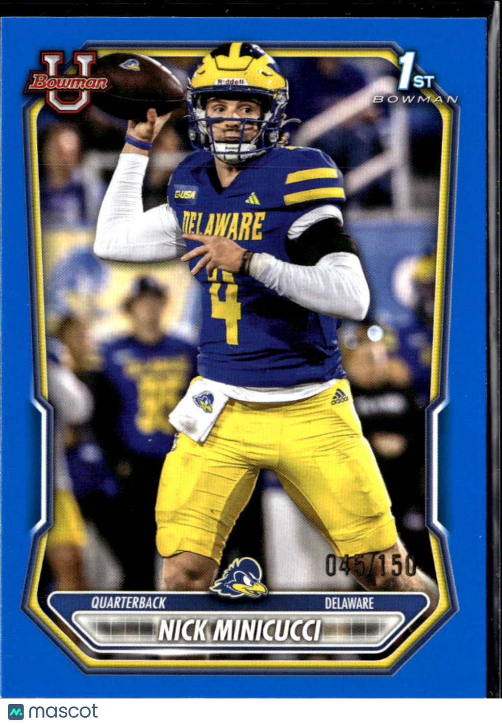 Nick Minicucci 2026 Bowman U 1st Blue /150 Delaware Fightin'