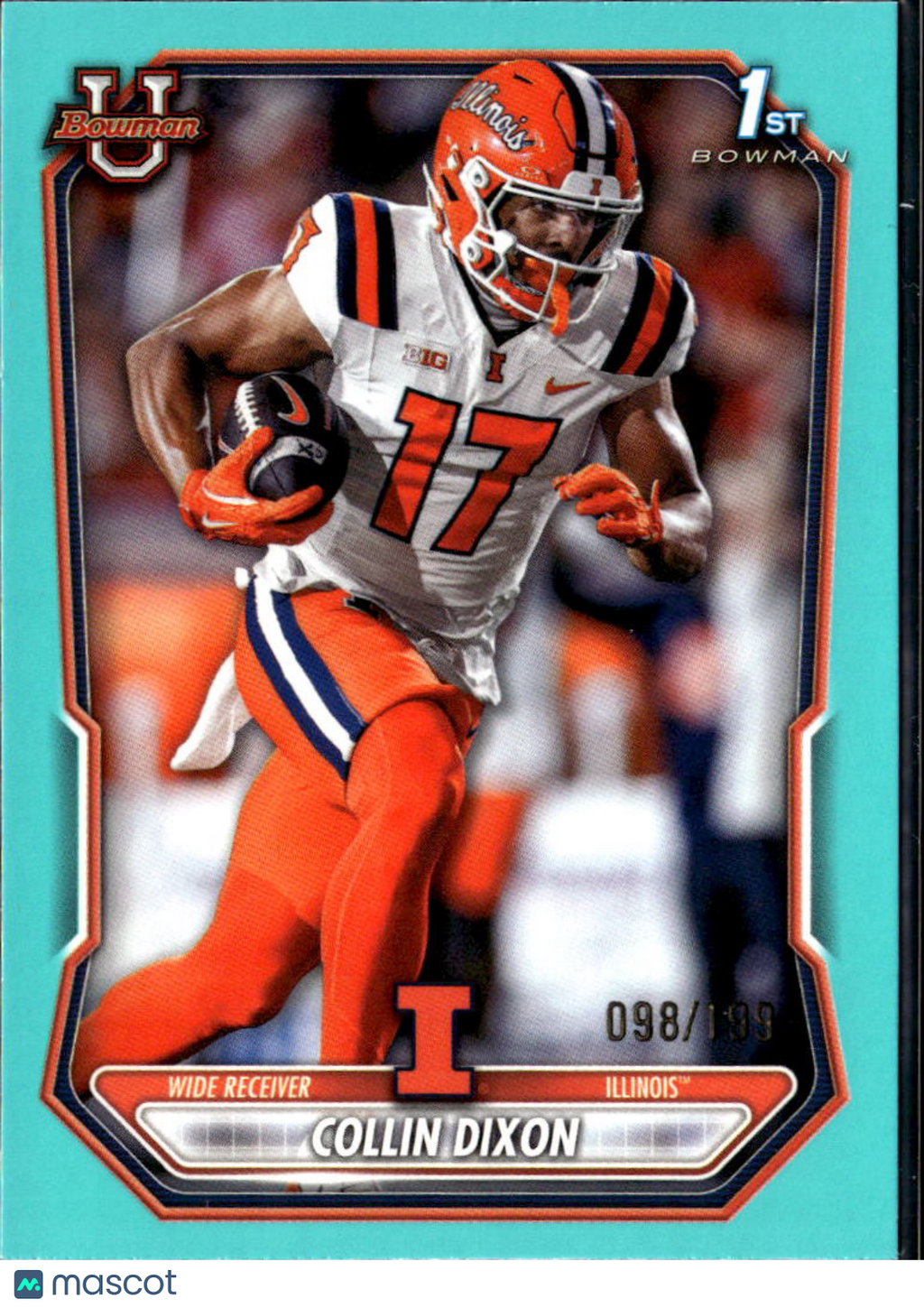 Collin Dixon 2026 Bowman 1st Aqua /199 Illinois Fighting Illini Illinois