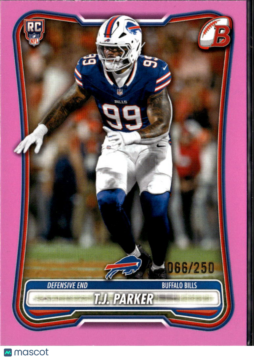 T.J. Parker 2026 Bowman Rookie RC Pink /250 Buffalo Bills