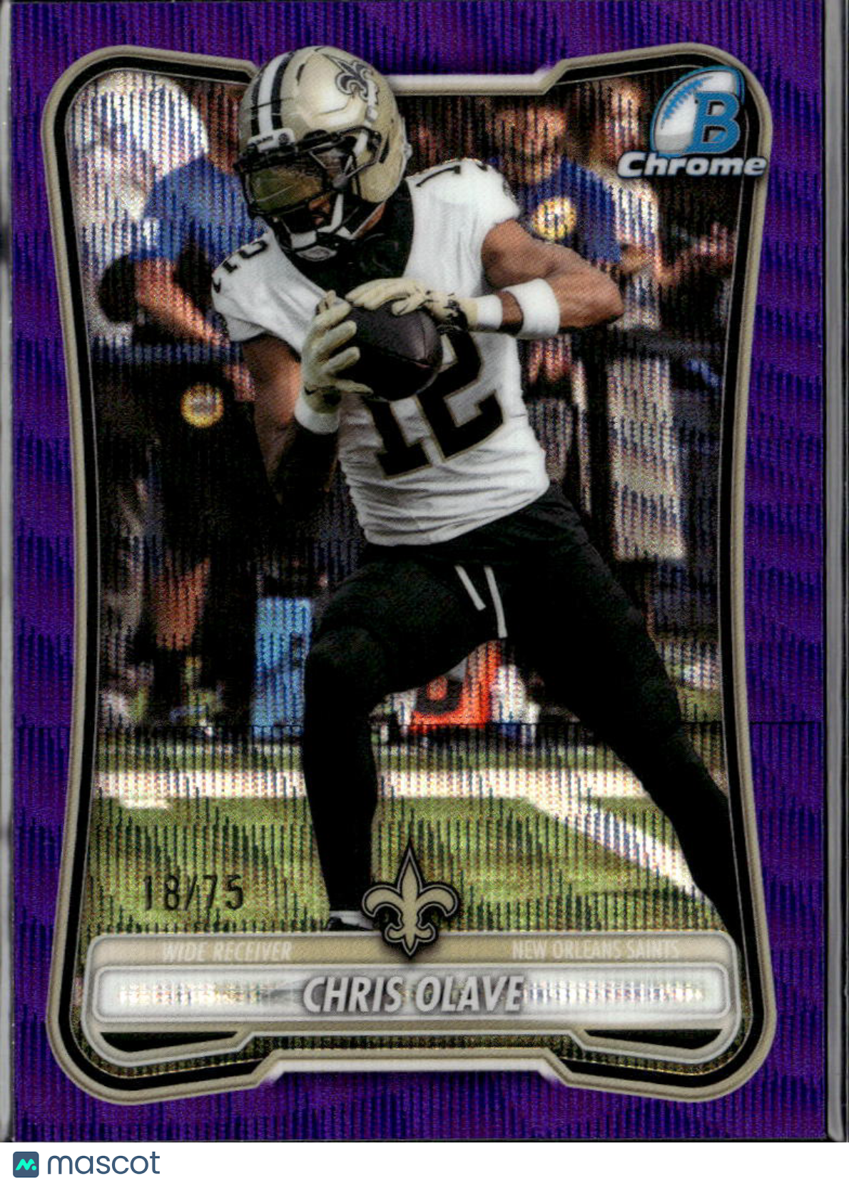 Chris Olave 2026 Bowman Chrome Purple Refractor 18/75 New Orleans Saints