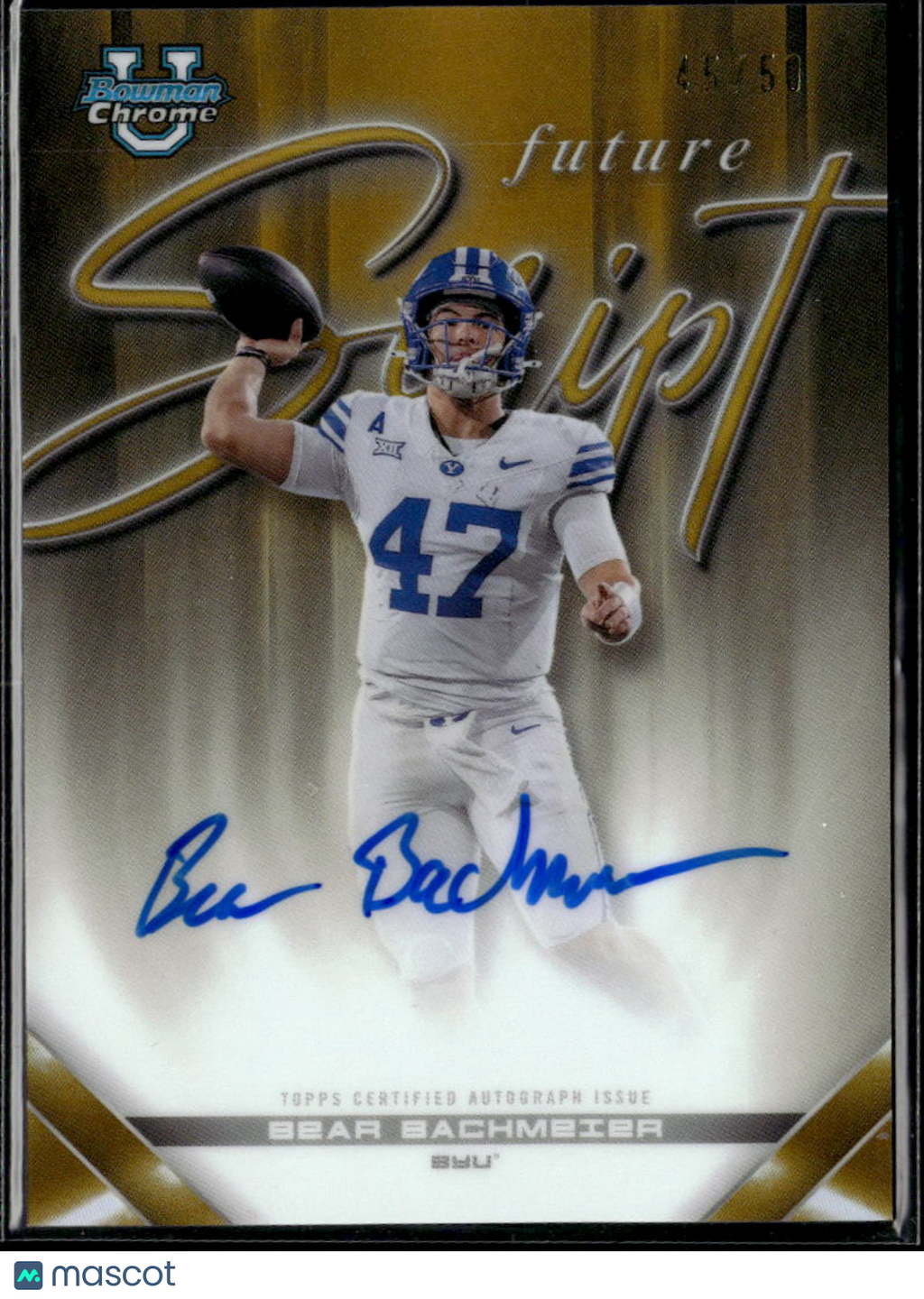 Bear Bachmeier 2026 Bowman Chrome Script GOLD Auto Autograph 45/50 BYU Cougars