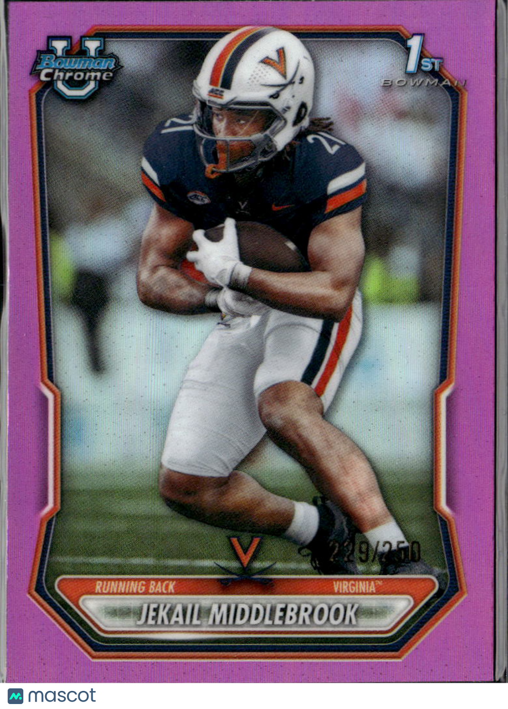 Jekail Middlebrook 2026 Bowman Chrome 1st Pink Refractor /250 Virginia Cavaliers