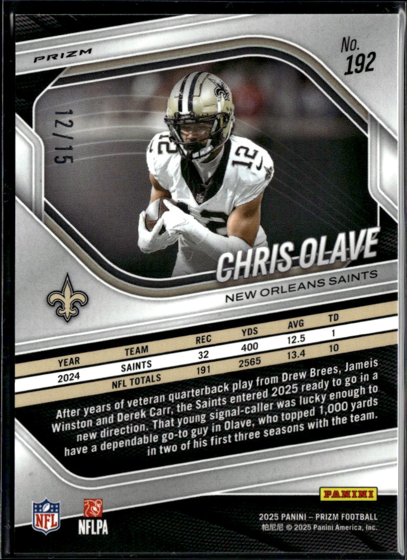 Chris Olave 2025 Prizm Camo Prizm 12/15 New Orleans Saints