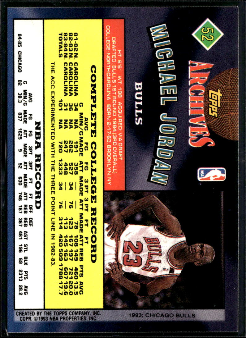 Michael Jordan 1993 Topps Archives Card #52 Chicago Bulls