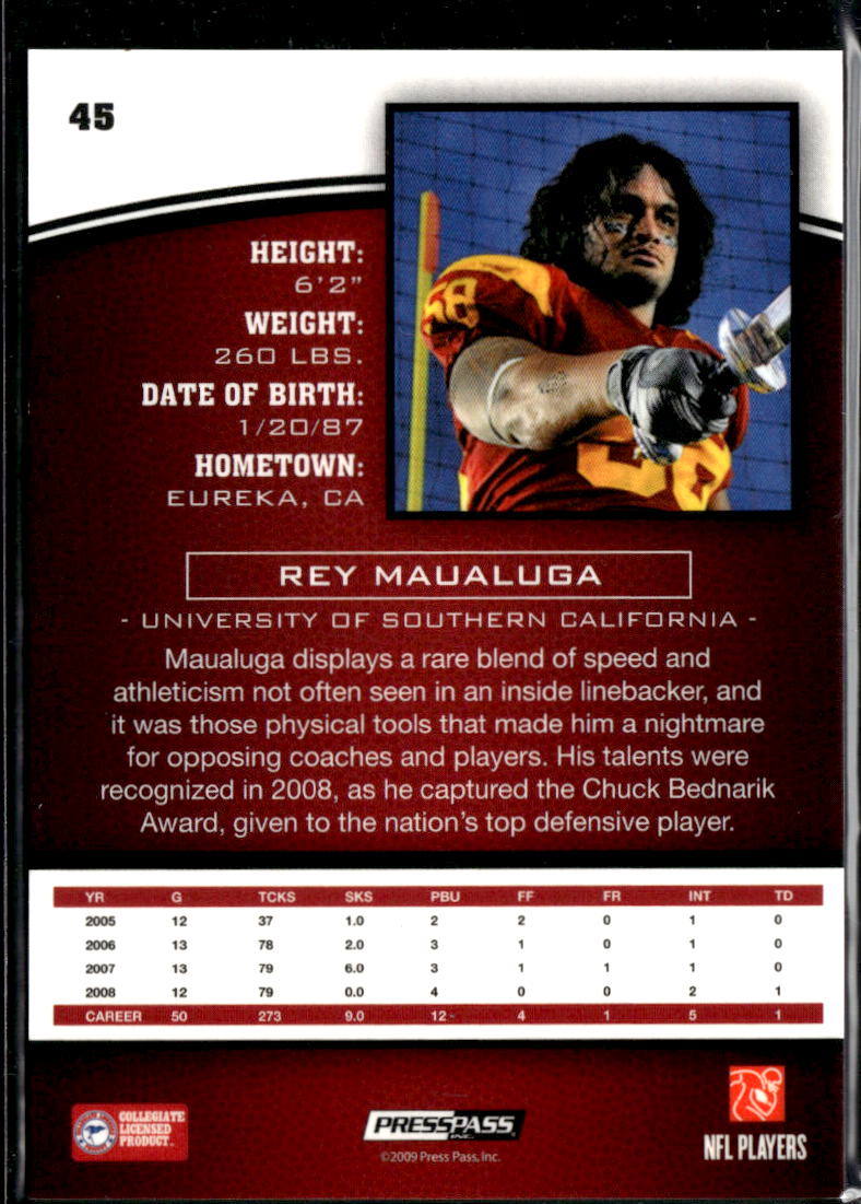 Rey Maualuga 2009 Press Pass Rookie RC Reflectors 72/100 USC Trojans