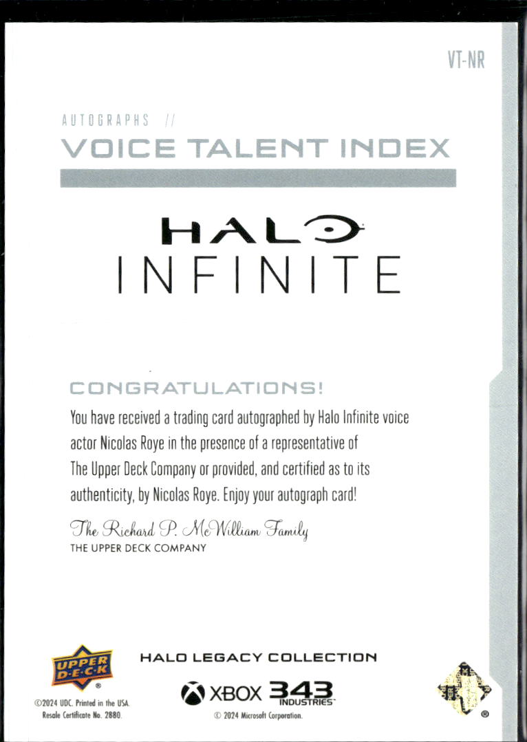 Nicolas Roye as Fernando Esparza 2024 Upper Deck Halo Inscription Auto Autograph